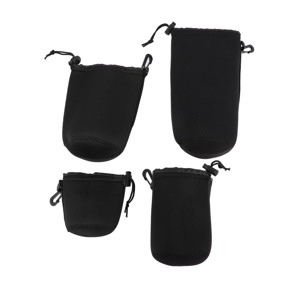 OSALADI 4pcs Camera Lens Pouch Hard Case Hooks Drawstring Scratch for Dslr Lenses Photography Enthusiasts