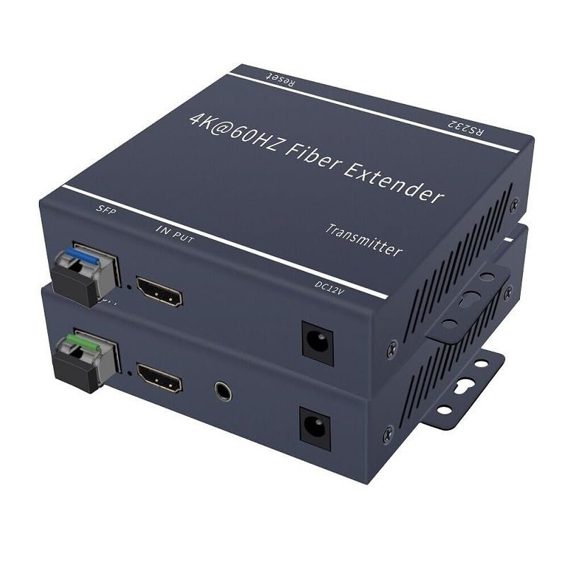 4K@60Hz HDMI 2.0 KVM Fiber Extender 20KM Extension Over SC Optical Fiber Cable HDMI to Optical Video Transceiver Support USB Keyboard and Mouse