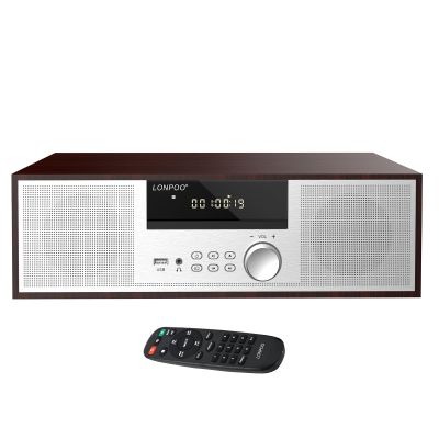 LONPOO Stereo Shelf System for Home, Vintage CD Player 40W RMS Micro Mini System with Remote Control, Bluetooth, FM Radio, USB MP3 Playback & Aux-in,Silver