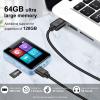 64GB MP3 Player, Bluetooth Music Player, Portable High Fidelity Lossless Music Player with Recorder, FM Radio, 1.8 inch Screen, Up to 512GB, Blue view 4