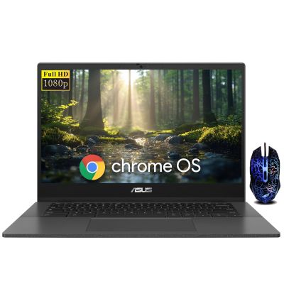 ASUS CM1402 14" FHD Chromebook Laptop, MediaTek Kompanio 520, 4GB LPDDR4x-3600 MHz RAM, 64GB eMMC, HD Webcam, WiFi 6, Bluetooth, 180 Lay-Flat, Designed Mouse, Chrome OS, Gravity Gray