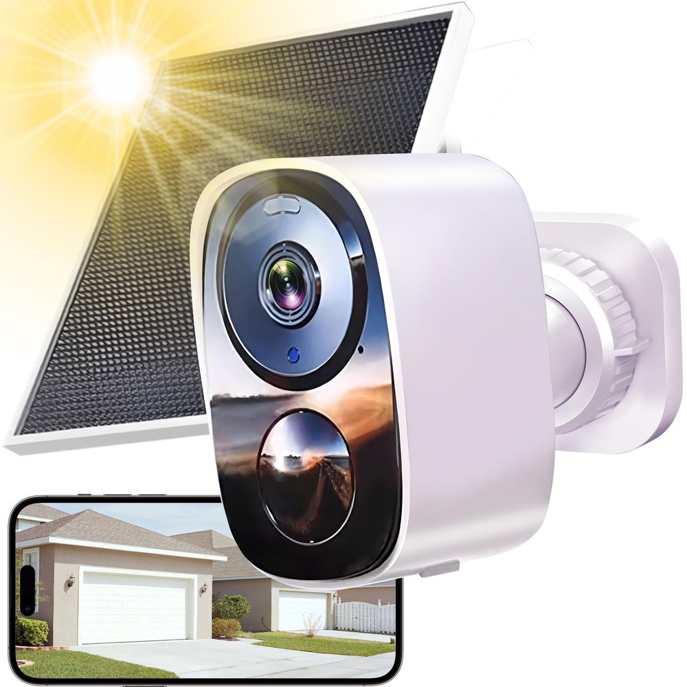 HITELLARCAM 2025 Upgraded 2K Security Cameras Wireless Outdoor with Solar Panels, Free Cloud Storage, AI Motion Detection Spotlight Siren Alarm Outdoor Camera Wireless, 2-Way Talk, IP66 Waterproof