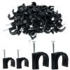 Dijedev 100Pcs Nail in Cable Clips, 12mm & 20mm Cable Wire Clips, Black Coaxial Nail Clamps, Cable Nails for Wall, Cords Cable Management view 1