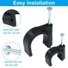 Dijedev 100Pcs Nail in Cable Clips, 12mm & 20mm Cable Wire Clips, Black Coaxial Nail Clamps, Cable Nails for Wall, Cords Cable Management view 4