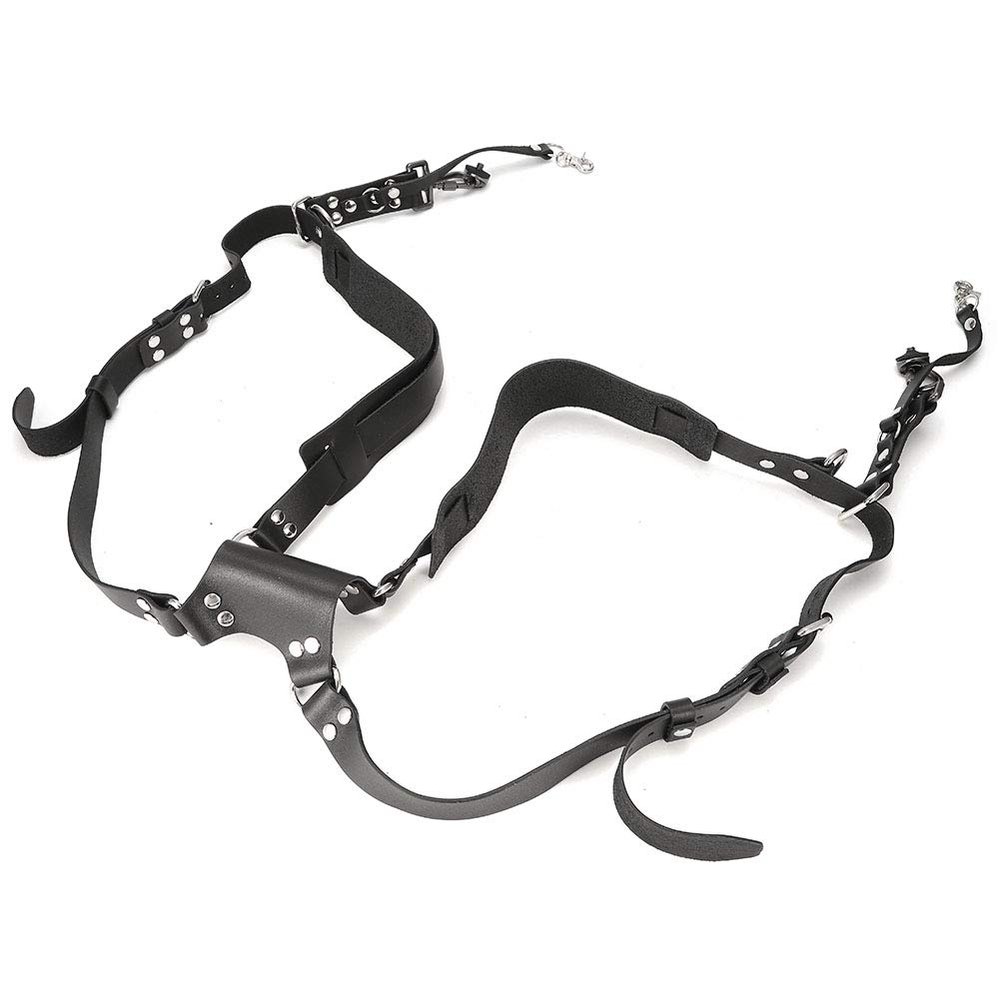Akozon Premium Leather Double Shoulder Camera Strap, Adjustable Harness with Dual Buckle Clips for DSLR Cameras - Photography Accessories (#11)