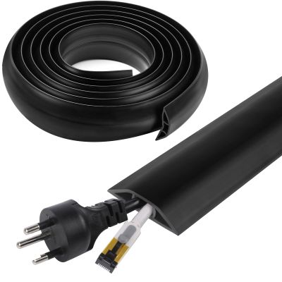 10 FT Floor Cord Cover, Cord Covers for Wires on Floor, Cord Protector, Floor Cable Cover, Hide Extension Cord Covers for Floor, Cable Cavity: 0.47" (W) x 0.29" (H), Black