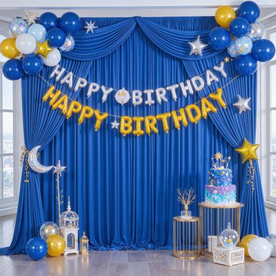 10ftx10ft Royal Blue Backdrop Curtains 2 Panels for Parties Wrinkle Free Blue Photo Backdrop Curtain Soft Silky Drapes Back Drop Cloth for Wedding Birthday Baby Shower Home Decorations Background