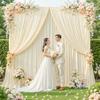 10ftx10ft Ivory Backdrop Curtains 2 Panels for Parties Wrinkle Free Ivory Photo Curtain Backdrop Wedding Back Drop Soft Silky Fabric Drapes for Birthday Party Home Decorations Photograph Background view 1