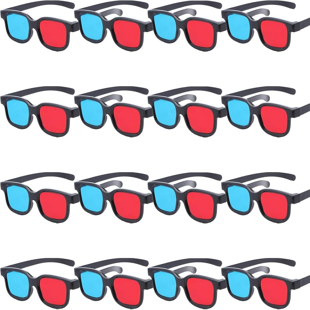 Red-Blue 3D Glasses, 16-Pack Anaglyph 3D Viewing Glasses for Movies, Games, and Pictures Compatible with TV, PC, Projectors, and Home Theater
