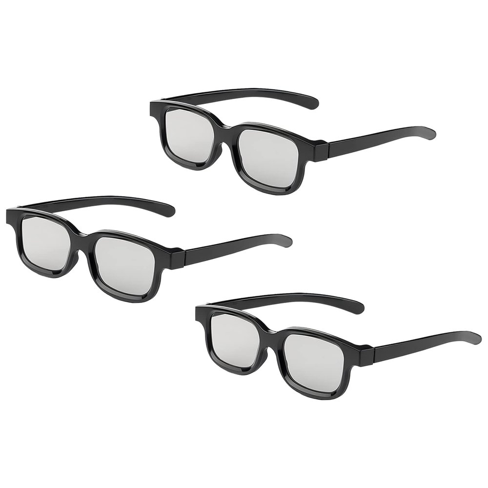 Cocar Real 3D Glasses, 3-Pack Circular Polarized Passive 3D Glasses for Real Cinema, 3D TV, and Projectors Non-Flashing, Home & Theater Use