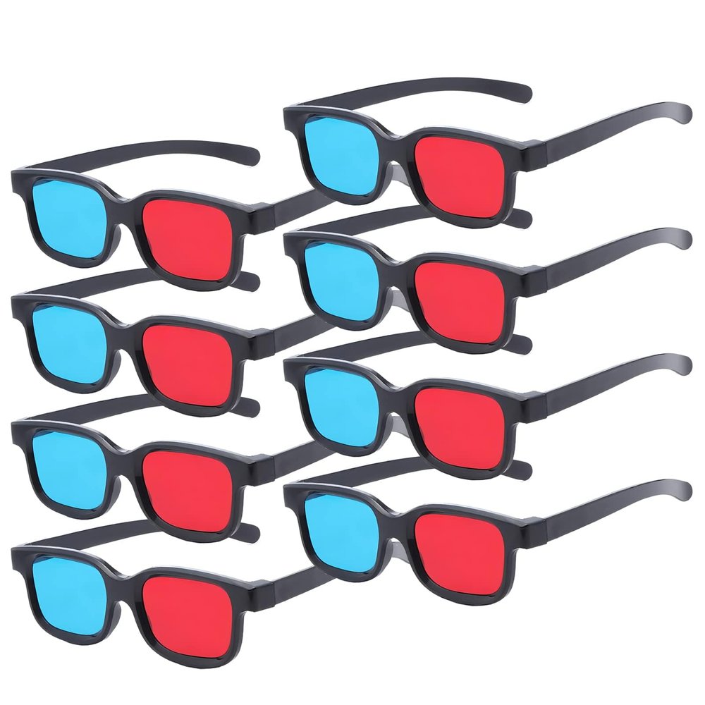 Cocar Red-Blue 3D Glasses, 8-Pack Anaglyph 3D Viewing Glasses for Movies, Games, and Pictures  Compatible with TV, PC, Projectors, and Home Theater