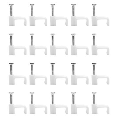 100 Pack Cable Clips, 8 mm White Flat Ethernet Wire Clips, Coax Cable Wall Clip, Cord Clips for Wires on Wall, Cord Management (100)