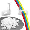 100 Pack Cable Clips, 8 mm White Flat Ethernet Wire Clips, Coax Cable Wall Clip, Cord Clips for Wires on Wall, Cord Management (100) view 3