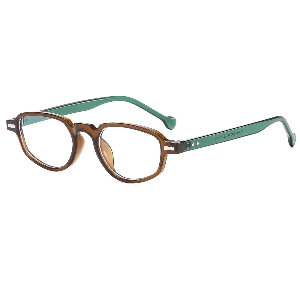 Long Keeper Retro Oval Glasses for Women Blue Light Blocking Glasses Small Rectangle Y2K Anti Blue Light Computer Eyeglasses (Clear Brown Clear)