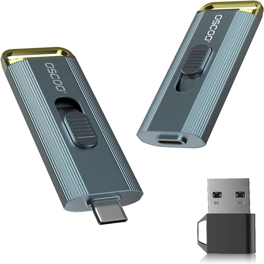 OSCOO 512GB Portable SSD, Up to 2100MB/s, Supports Apple 4K 60fps ProRes, External Hard Drive USB 3.2 with USB-C & A for iPhone 15/16/17, Android, Mac & PC, Ideal for Photographers & Content Creators