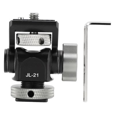 Field Display Hot Shoe Mount, 360 Degree Rotatable Camera Mounting Adapter, Aluminum Alloy Construction, 1/4in Screw Cold Shoe, Load Bearing 3kg for Multi Angle Use