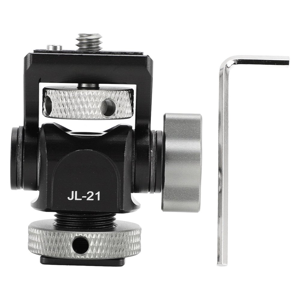 Field Display Hot Shoe Mount, 360 Degree Rotatable Camera Mounting Adapter, Aluminum Alloy Construction, 1/4in Screw Cold Shoe, Load Bearing 3kg for Multi Angle Use