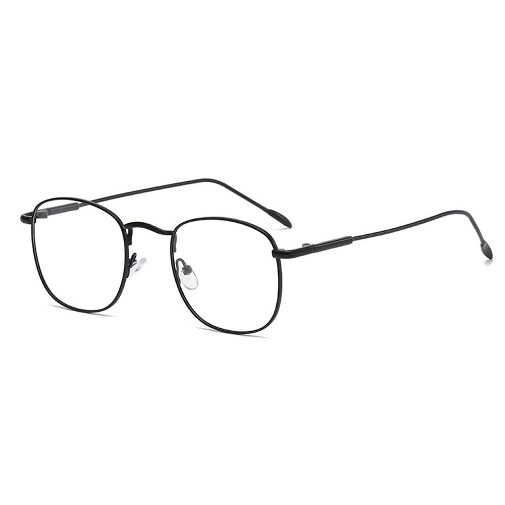 Rongchy Retro Fashion Blue Light Blocking Glasses - Metal Frame,Photochromic glasses, Large Clear Lenses (Black)