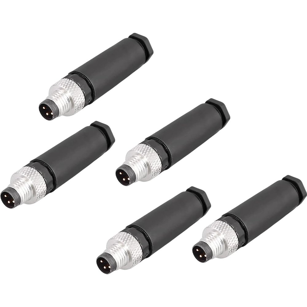 5/20 Pcs M8 Waterproof Connectors 3P 4P 5P Male & Female, Perfect for Sensor Cables, Industrial Grade Aviation Plug Socket (3 Pin Male 5Pcs)
