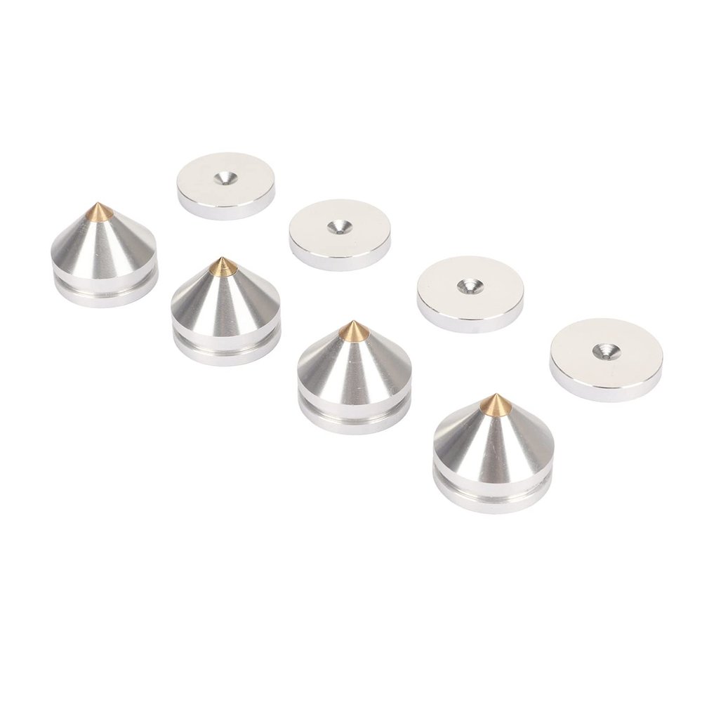 Aluminum Alloy Speaker Isolation Feet Pads, High Stiffness Amplifier Spike Isolation Feet Mat for CD DVD Players, Subwoofer, DAC, Three Band Equalizer, 4PCS Speaker Isolation