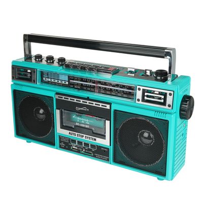 Supersonic SC-3201BT 4 Band Radio & Cassette Player Boombox, Bluetooth Speaker, AM/FM/SW Radio with MP3 Playback, USB & SD Card, 3 Band EQ and Earphone Jack. (Teal)