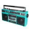 Supersonic SC-3201BT 4 Band Radio & Cassette Player Boombox, Bluetooth Speaker, AM/FM/SW Radio with MP3 Playback, USB & SD Card, 3 Band EQ and Earphone Jack. (Teal) view 1