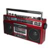 Supersonic SC-3201BT 4 Band Radio & Cassette Player Boombox, Bluetooth Speaker, AM/FM/SW Radio with MP3 Playback, USB & SD Card, 3 Band EQ and Earphone Jack. (Red) view 1