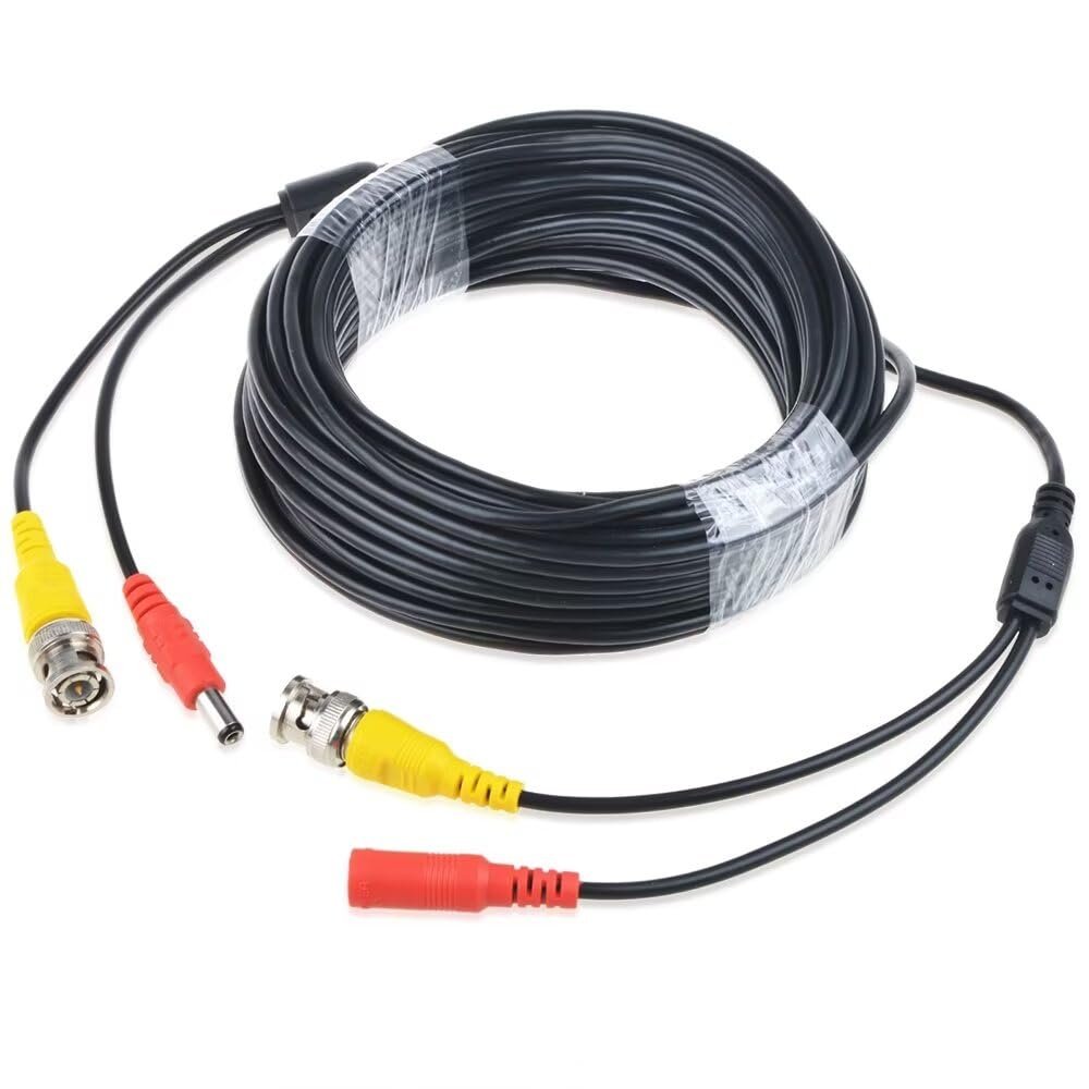 MDCGPower 65ft Black Video and Power BNC Cable Compatible with CCTV Cameras Compatible with Defender Cameras