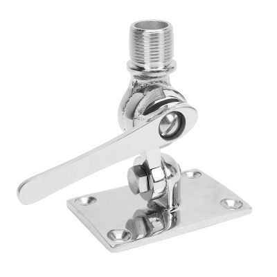Marine VHF Antenna Mounts Polished 316 Stainless Steel Adjustable Ratchet Antenna Base Mount for Boat 1 Inch Antenna