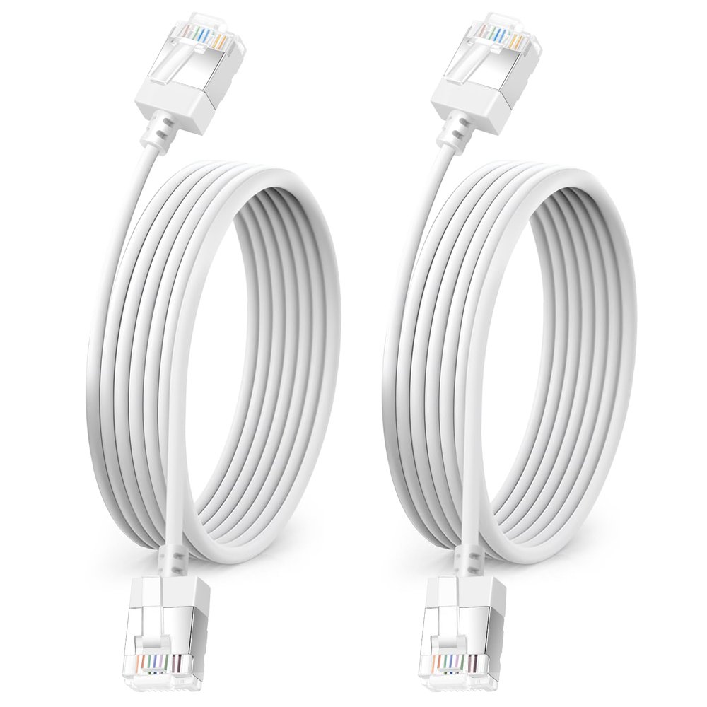 Dutevolns Ultra Thin Cat 6A Ethernet Cable 3.3 Feet 2Pack, Flexible & Slim Rj45 Cat6a LAN Cord, 10Gbps 550MHz Cat6 Network Cable for Pc, Router, Windows (White)