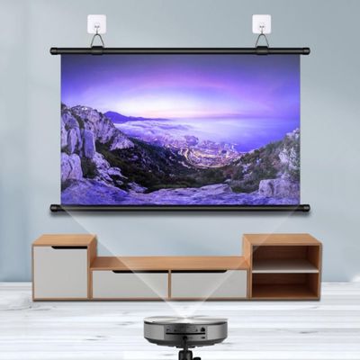 BEVUPAAERE 30" 40" 50" 60" 72" Projector Screen Manual Pull Down Projection Screen 3D 4K HD Movie Screen for Indoor Outdoor 4:3 16:9 Format(30" 16:9)