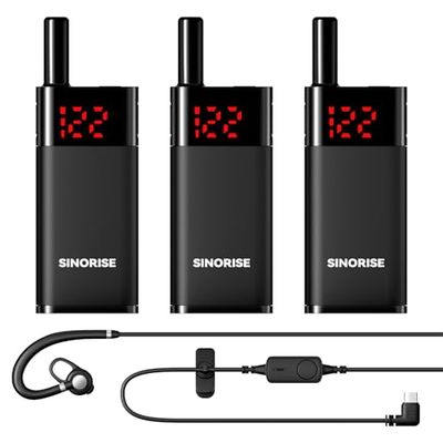 SINORISE Mini Walkie Talkies 3 Pack, Push-to-Talk 2 Way Radios with Earpiece, Rechargeable Compact Design, Clear & Reliable Communication for Team & Outdoor Use