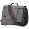 17.3 Inch Messenger Bag for Men: 2PCS Laptop Work PU Leather Canvas Briefcase Carry On Large Computer for Office College Travel (Grey) view 1