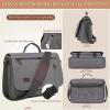17.3 Inch Messenger Bag for Men: 2PCS Laptop Work PU Leather Canvas Briefcase Carry On Large Computer for Office College Travel (Grey) view 4