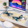 Cyan Mouse Pad 32 x 12 in, Butterfly Gaming Mouse Pad, Large Mouse Pad, Desk Mat with Stitched Edges, Mousepad with Non-Slip Rubber Base, for Office Desk Accessories and Gaming Desk Accessories 6-P-F view 2