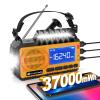 Emergency Crank Radio Solar Hand Crank Emergency Radio 37000mWh (10000mAh) AM/FM NOAA Weather Radio with LCD Display 3 Mode Flashlight SOS Alarm Compass Headphone Jack for Winter Storm Emergency view 1
