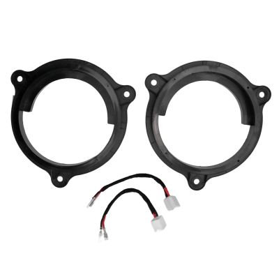 2pcs Speaker Adapter Mounting Plates, 6.5in Black Speaker Adapter Bracket Ring with 2 Wire Harness Replacement for Cars Boats Trucks RVs