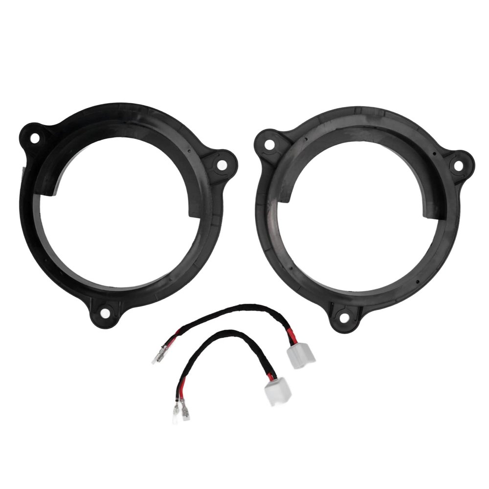 2pcs Speaker Adapter Mounting Plates, 6.5in Black Speaker Adapter Bracket Ring with 2 Wire Harness Replacement for Cars Boats Trucks RVs