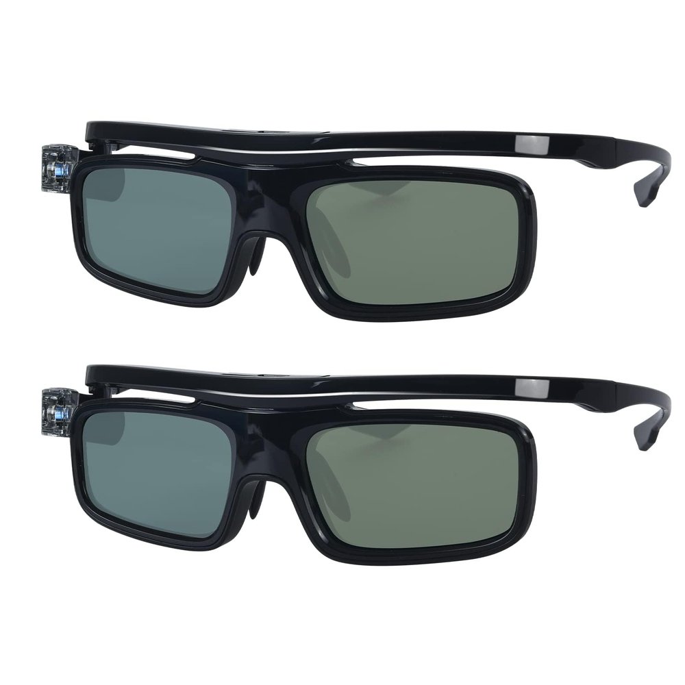 3D Glasses, Active Shutter Rechargeable Eyewear for 3D DLP-Link Projectors Cocar - Pack of 2