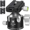 ARTCISE Tripod Ball Head Low Profile Tripod Head All Metal Camera Tripod Head 44lbs/20kg Load with Three Arca Swiss Quick Release Plate for Tripod, Monopod, DSLR, Camera view 1