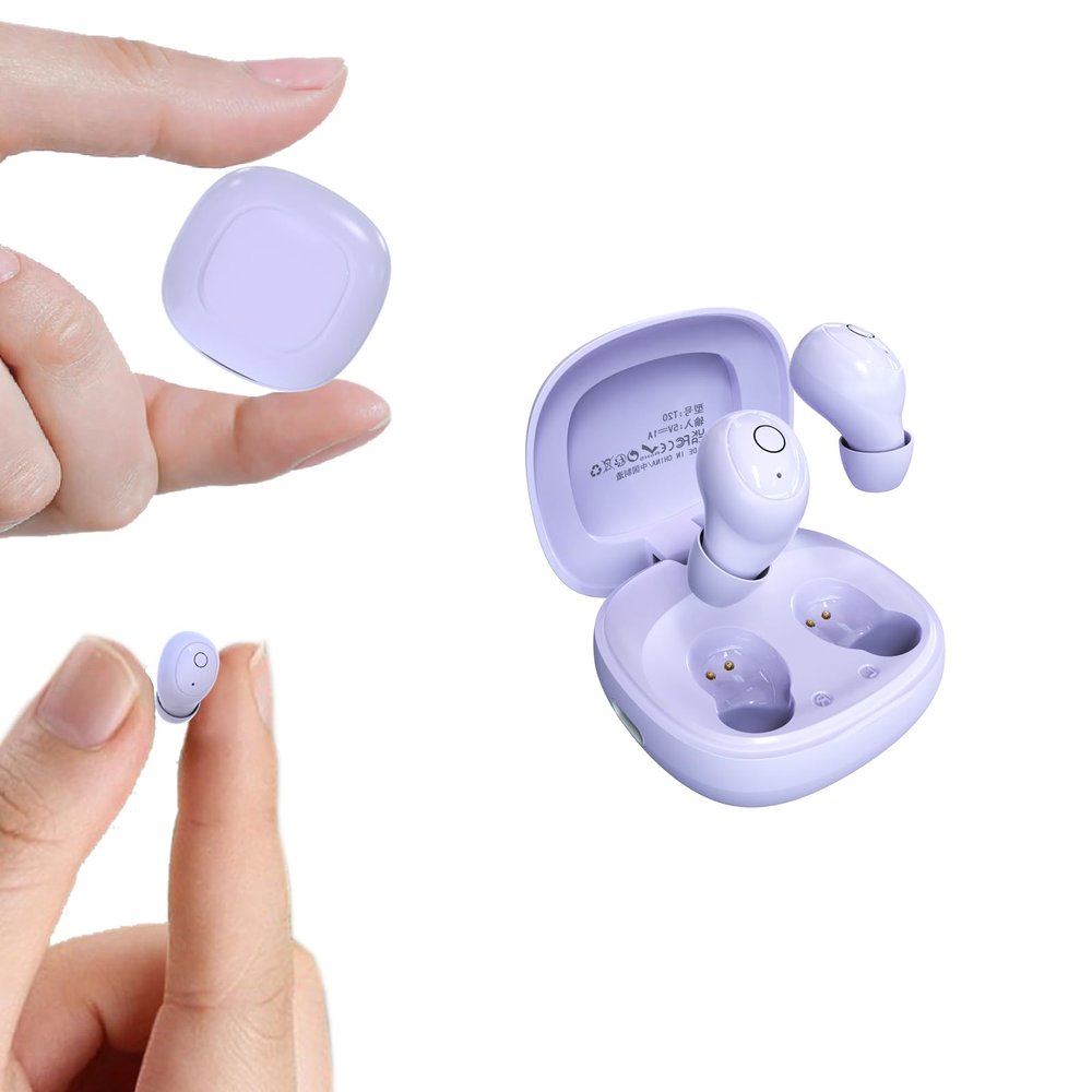 Xmenha Small Invisible Mini Earbuds Hidden Wireless Bluetooth for Small Ears Tiny Discreet Hidden Sleep Earbuds for Sleeping Side Sleepers Ear Buds Invisible for Sleeping Headphones Purple