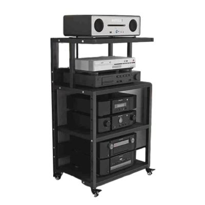 AV Media Stand, Audio Rack Stereo Cabinet, Adjustable Media Storage Shelves,CD Player Stand with Wheels,for Living Recording Studio Theater(B)