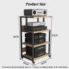 AV Media Stand, Audio Rack Stereo Cabinet, Adjustable Media Storage Shelves,CD Player Stand with Wheels,for Living Recording Studio Theater(B) view 2