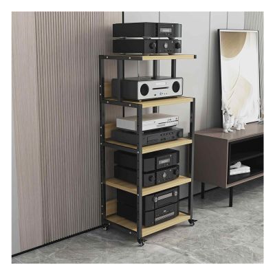 AV Media Stand, CD Player Stand with Wheels,Audio Rack Stereo Cabinet, Adjustable Media Storage Shelves,for Living Recording Studio Theater