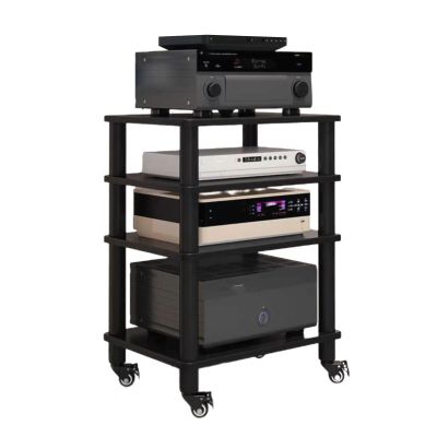 AV Media Stand,CD Player Video Game Console Shelf, 4-Layer Open Storage Audio Rackfor Living Recording Studio Theater(B)