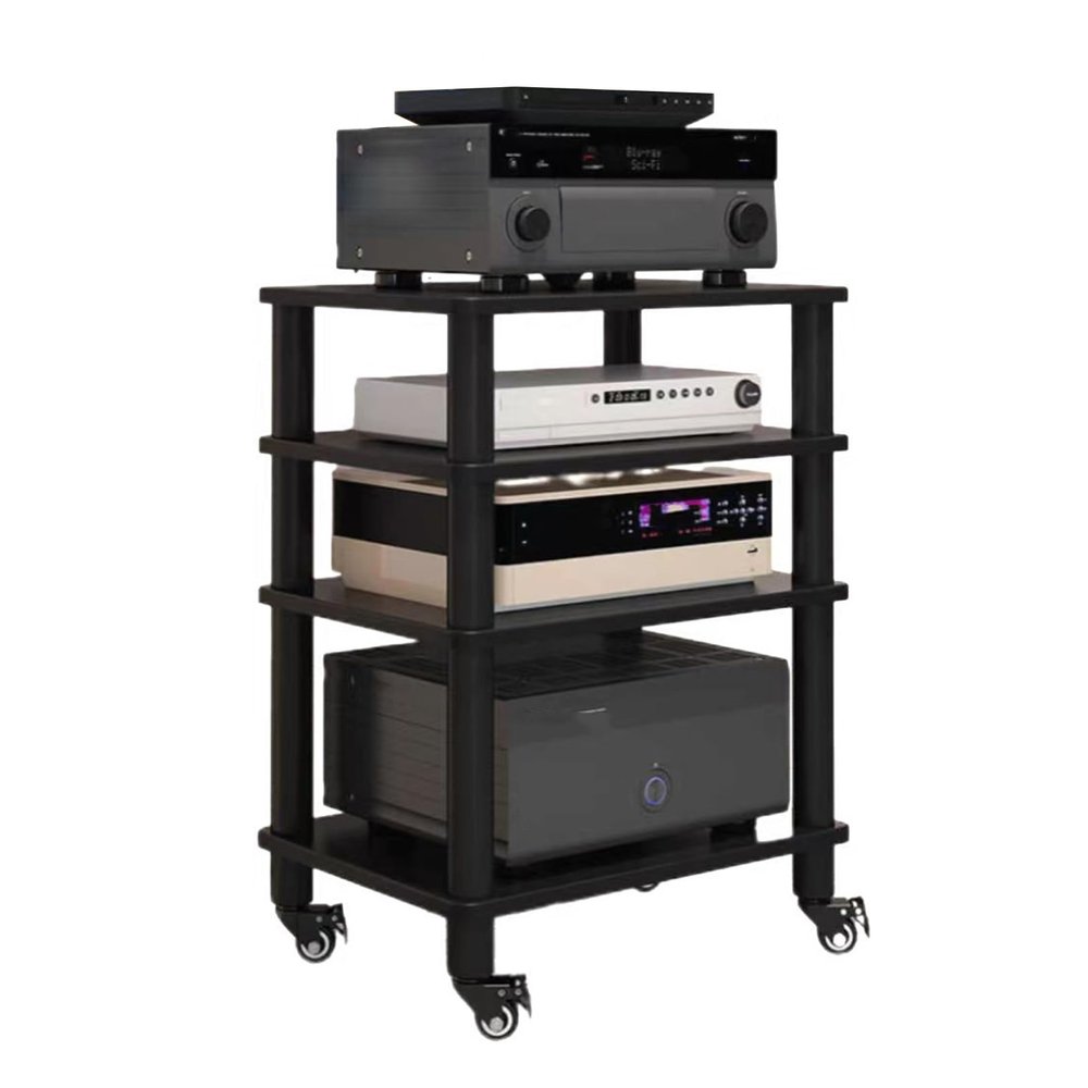 AV Media Stand,CD Player Video Game Console Shelf, 4-Layer Open Storage Audio Rackfor Living Recording Studio Theater(B)