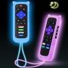 2Pack ONEBOM Cover for Roku Remote with Cat Ears Design, Silicone Skin Case Compatible with Hisense/TCL Roku TV, Steaming Stick/Express, Universal Replacement Controller. Glow in The Dark, Blue/Purple view 1