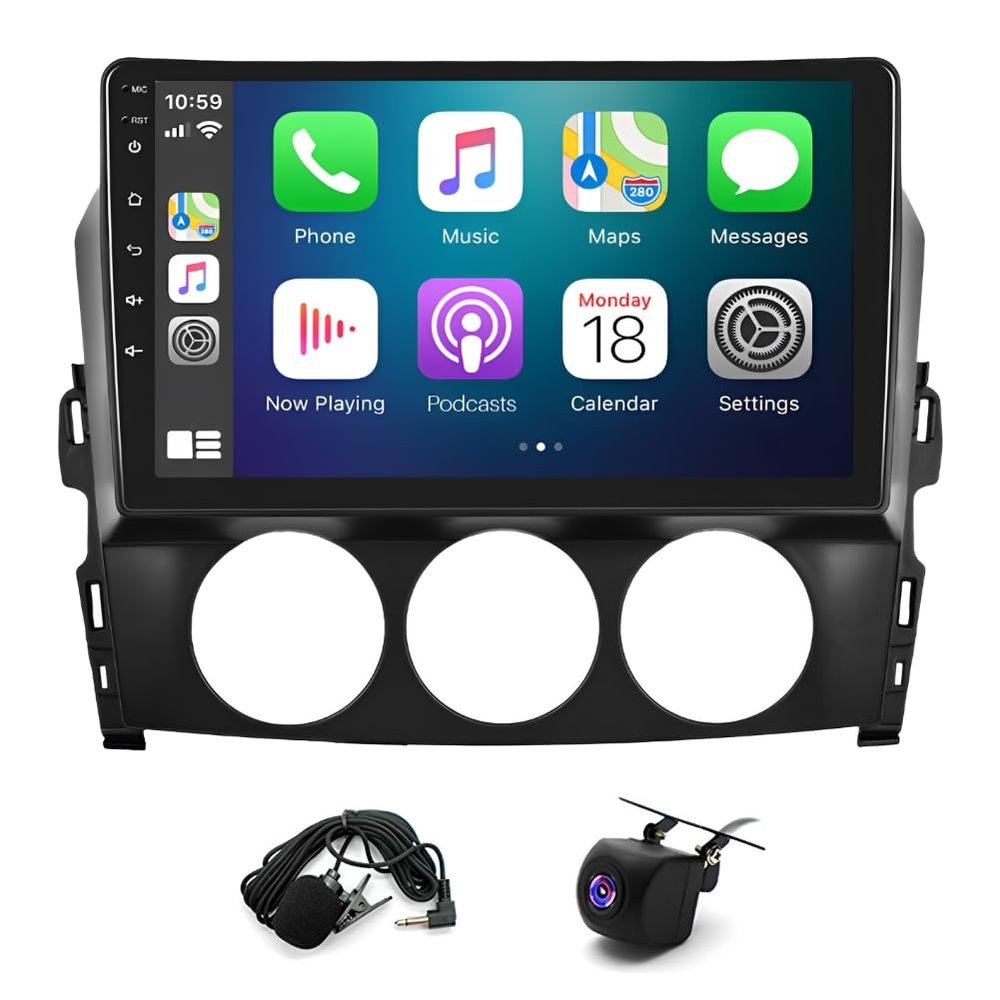EUBUY Android 13.0 Double Din Car Stereo for M-azda MX-5 2006-2021 with Wireless with CarPlay & Android Auto, 9 Inch Touch Screen Car Audio Receiver with Blue-Tooth WiFi GPS Navigation Backup Camera