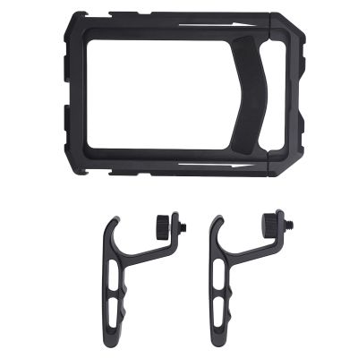 Aluminum Alloy Phone Cage with 1/4inch Screw Port, Cold Shoe Interface for ARRI, Adjustable from 133 175mm, DIY Disassembly Handles, Wide Application for Live Streaming, Media