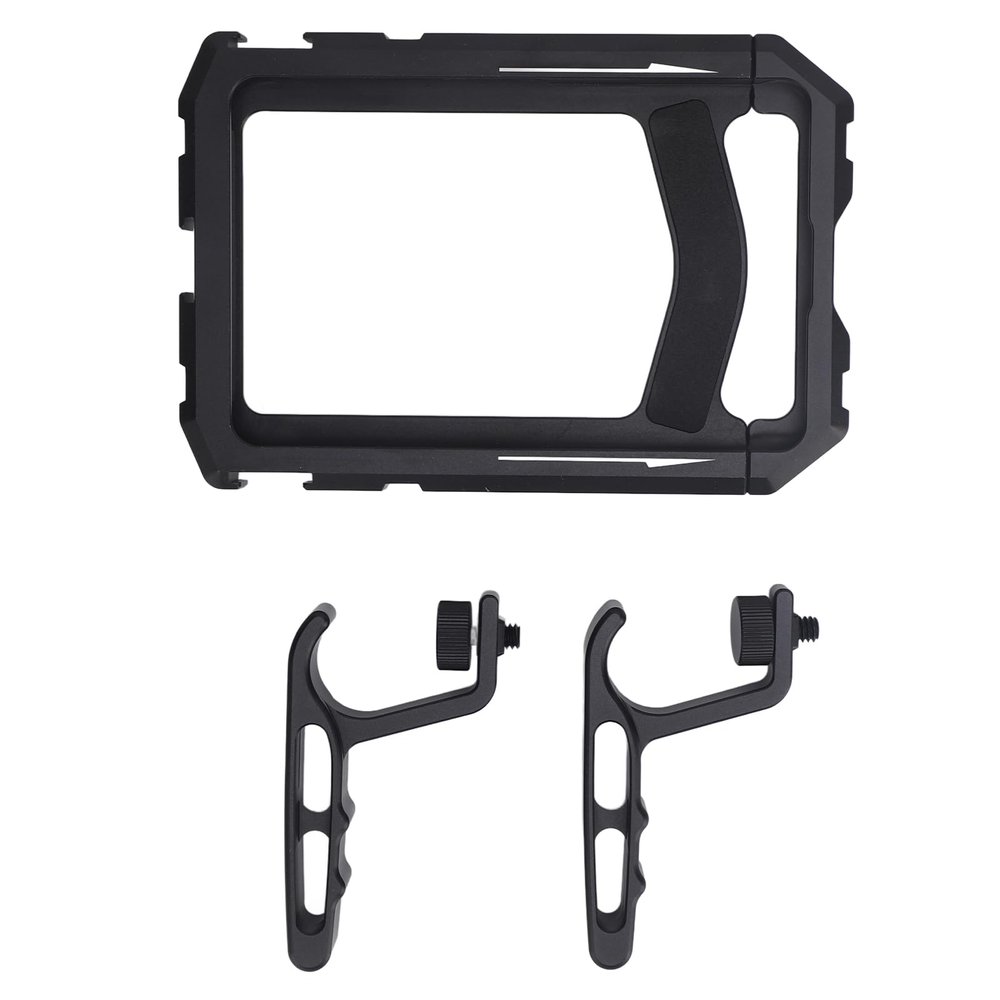 Aluminum Alloy Phone Cage with 1/4inch Screw Port, Cold Shoe Interface for ARRI, Adjustable from 133 175mm, DIY Disassembly Handles, Wide Application for Live Streaming, Media